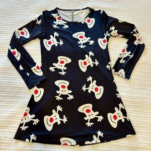 Women’s Christmas Reindeer Holiday Party Dress Tunic Small Long Sleeve